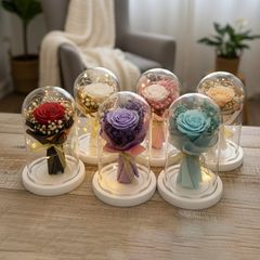 Rose Bouquet Under Glass Dome (6 Colour Options)