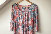 White Stuff "Enamel" Clocks Modal Blouse 3/4 Sleeve Top