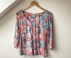 White Stuff "Enamel" Clocks Modal Blouse 3/4 Sleeve Top