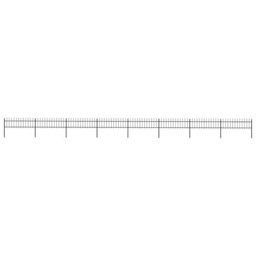 Garden Fence with Spear Top Steel 13.6x0.6 m Black