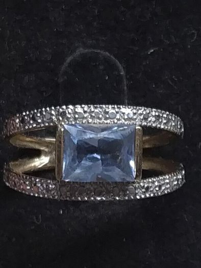 Vintage 9ct Gold Blue Topaz Style Ring 375 Hallmarked Size 54