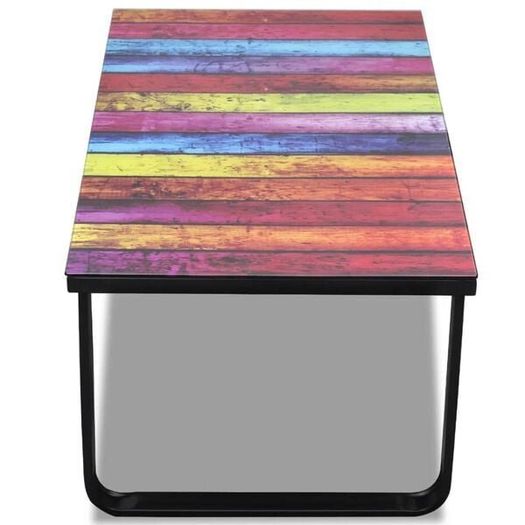 Coffee Table Rainbow print on top with black frame