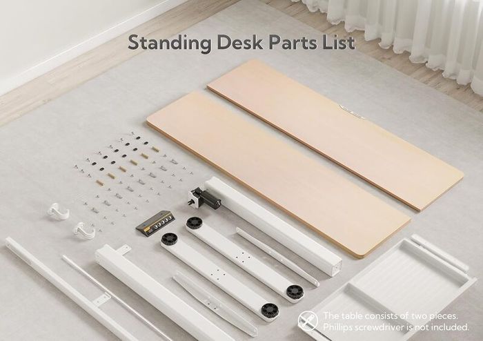 Electric Standing Desk with Drawer 140 x 60 cm Height Adjustable for Home Office Nature