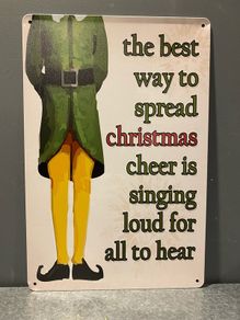 Elf Christmas Tin Metal sign
