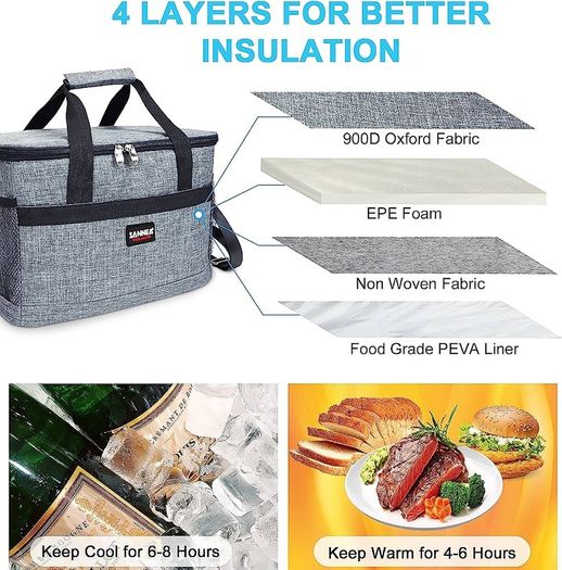 Cool Bag, Large Capacity Lunch Bag, Insulated Box Soft Cooler Bags, Easy to Carry Outdoor BBQ/Picnic/Camping/Family Activitives (FREE SHIPPING)