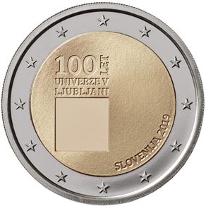 Slovenia 2 Euro Commemorative Coin 2019 - 100th Anniversary of the University of Ljubljana . UNCIRCULATED.