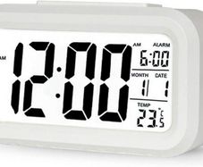 Digital Alarm Clock LED Display with Temperature Big LCD Digit Display Larger LCD Backlit Display Snooze Smart Brightness Sensor for Bedroom Home Office and Travel
