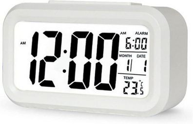 Digital Alarm Clock LED Display with Temperature Big LCD Digit Display Larger LCD Backlit Display Snooze Smart Brightness Sensor for Bedroom Home Office and Travel
