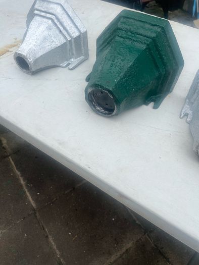 3 water hoppers converted to plant holders. With drainage