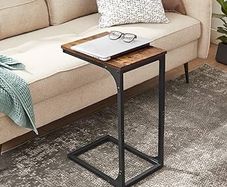 NEW SALE | C-Shaped Side Table, Bedside Table, Sofa Side Table, Coffee Table, with Metal Frame, Industrial, for Living Room, Bedroom, Rustic Brown and Black