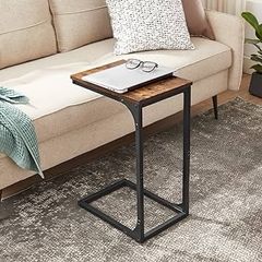 NEW SALE | C-Shaped Side Table, Bedside Table, Sofa Side Table, Coffee Table, with Metal Frame, Industrial, for Living Room, Bedroom, Rustic Brown and Black
