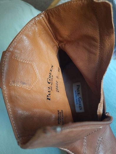 Paul Green Leather Ankle Boots Western Cowboy Style