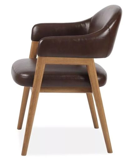 Pair of Leather & Oak Dining Chairs - Like New