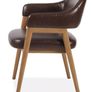 Pair of Leather & Oak Dining Chairs - Like New Image 5