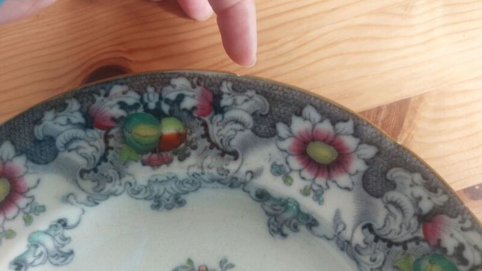 Fabulous Antique, 1850s Polychrome Transferware Plate with Hand Painted Elements by Francis Morley and Co. in the Rare "Cleopatra" Pattern, Circa 1845-1858