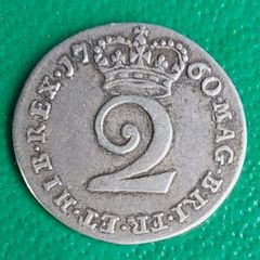 England  1760 George 2nd 2 pence maundy  Coin Very Fine condition