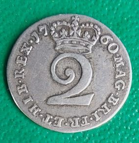England  1760 George 2nd 2 pence maundy  Coin Very Fine condition