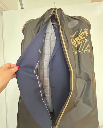Benetti Three Piece Tailored Fit Suit Petrol Blue