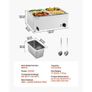 Commercial Food Warmer, 4-Pan Electric Steam Table, 1200W Professional Countertop Stainless Steel Buffet Bain Marie with 30-85C Temp Control Image 2