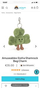 New JELLYCAT Amuseables Siofra Shamrock Bag Charm