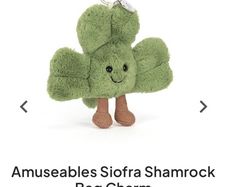 New JELLYCAT Amuseables Siofra Shamrock Bag Charm
