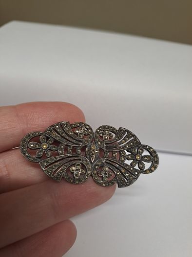 Vintage Marcasite Floral Brooch