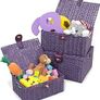 Set of 3 Resin Woven Storage Basket Box With Lid & Lock (Purple) Image 7