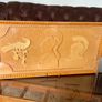 Vintage Pretty Greek Handmade Wooden Glass Top Drinks Cocktail Tea Tray Historic Grecian Motifs 1970s Image 3