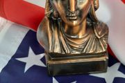 Vintage bronze new USA Bank and new USA flag
