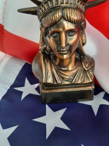 Vintage bronze new USA Bank and new USA flag