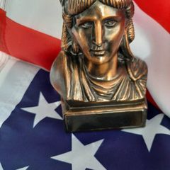 Vintage bronze new USA Bank and new USA flag