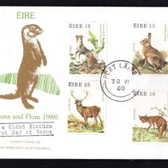 1980 Ireland Fauna & Flora Wildlife Commemorative Stamps Post & Telegraph First Day Cover (FDC) with Post Lairge (Waterford) steele cancel