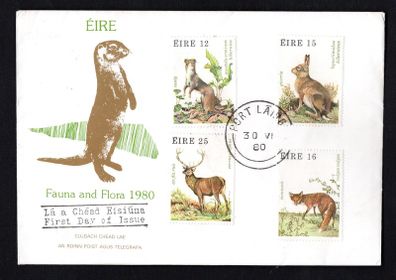 1980 Ireland Fauna & Flora Wildlife Commemorative Stamps Post & Telegraph First Day Cover (FDC) with Post Lairge (Waterford) steele cancel