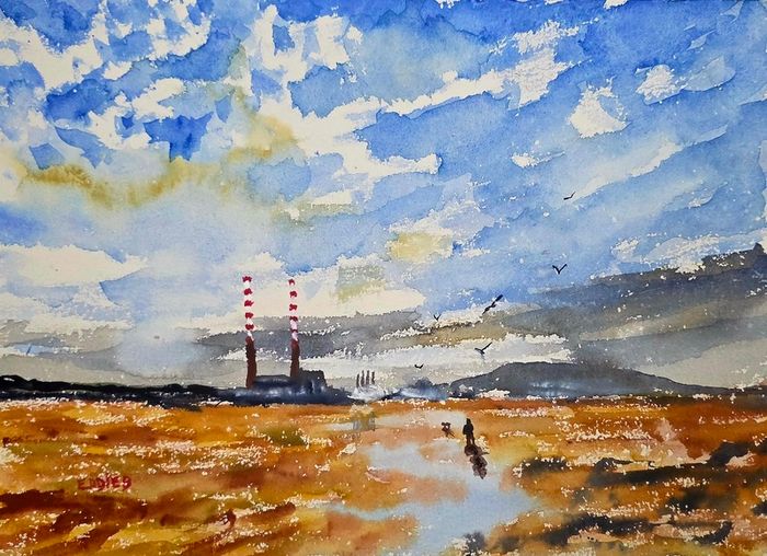 sandymount beach watercolour