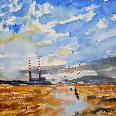 sandymount beach watercolour