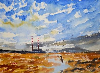 sandymount beach watercolour
