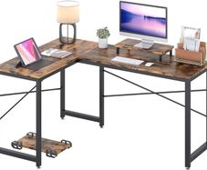 SALE | Computer Desk, L Shaped Desk with Large Desktop, Corner Gaming Desk with CPU & Monitor Stand PC Laptop Table Home Office Workstation