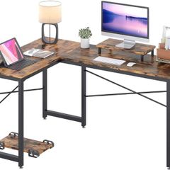 SALE | Computer Desk, L Shaped Desk with Large Desktop, Corner Gaming Desk with CPU & Monitor Stand PC Laptop Table Home Office Workstation