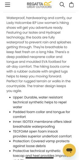 Regatta walking trekking shoes kids women Waterproof Low Walking Shoes size 3