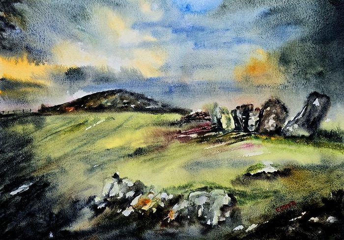 Loughcrew  cairns watercolour