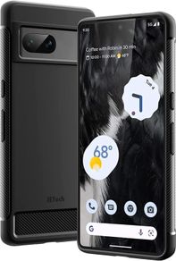 Slim Fit Case for Google Pixel 7, Thin Phone Cover Matte Finish with Shock-Absorption and Carbon Fiber Design (Black)
