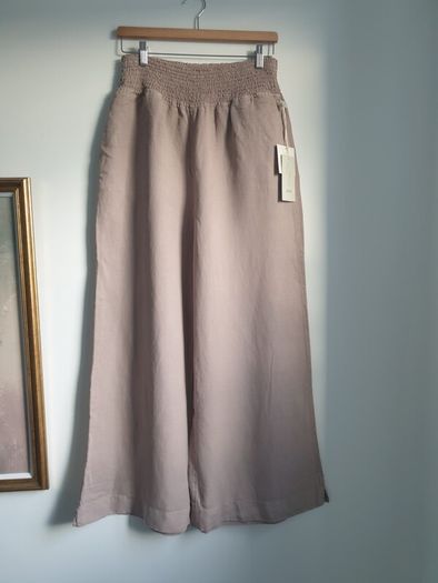 Wide Leg Linen Blend Trousers Size Large
