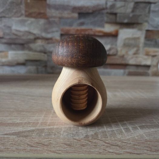 NEW Handmade Wooden Mushroom Nutcracker