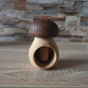 NEW Handmade Wooden Mushroom Nutcracker
