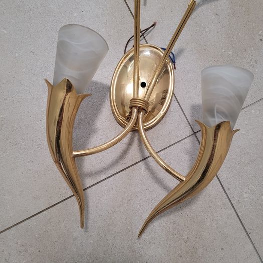 70s pair of brass wall lights in the style of Gio Ponti