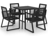 5 Piece Outdoor Dining Set PVC Rattan Black