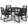 5 Piece Outdoor Dining Set PVC Rattan Black Image 3