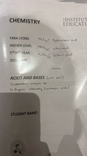 Institute Chemistry Higher Level Full notes