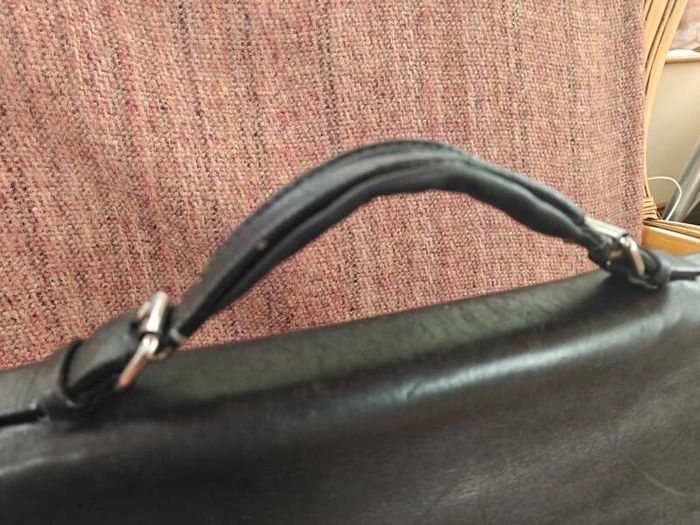 Quality Mens Leather Parisian Lancel Black Satchel Bag