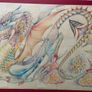 picture highly stylized psychedelic fantazy dragon drawing signed kew Garrett 1987 Image 3